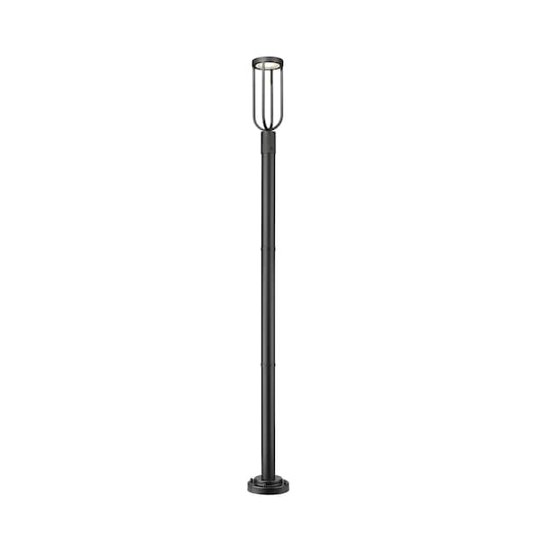 Z-Lite Leland Outdoor Post Mounted Fixture, 1-Light, 9 In.W x 91.75 In.H, Sand Black/Sand Blast 5005PHM-5012P-BK-LED - main